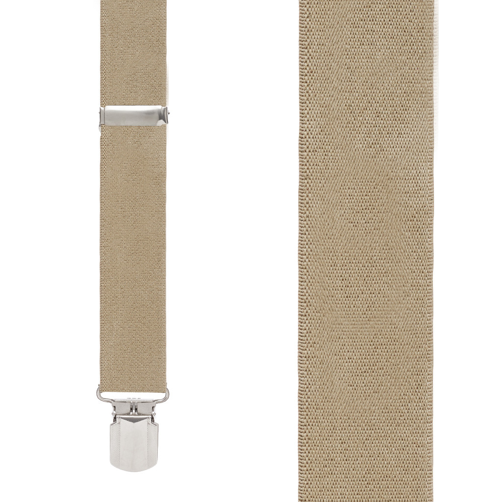Front View - 1.5 Inch Wide Construction Clip Suspenders - TAN