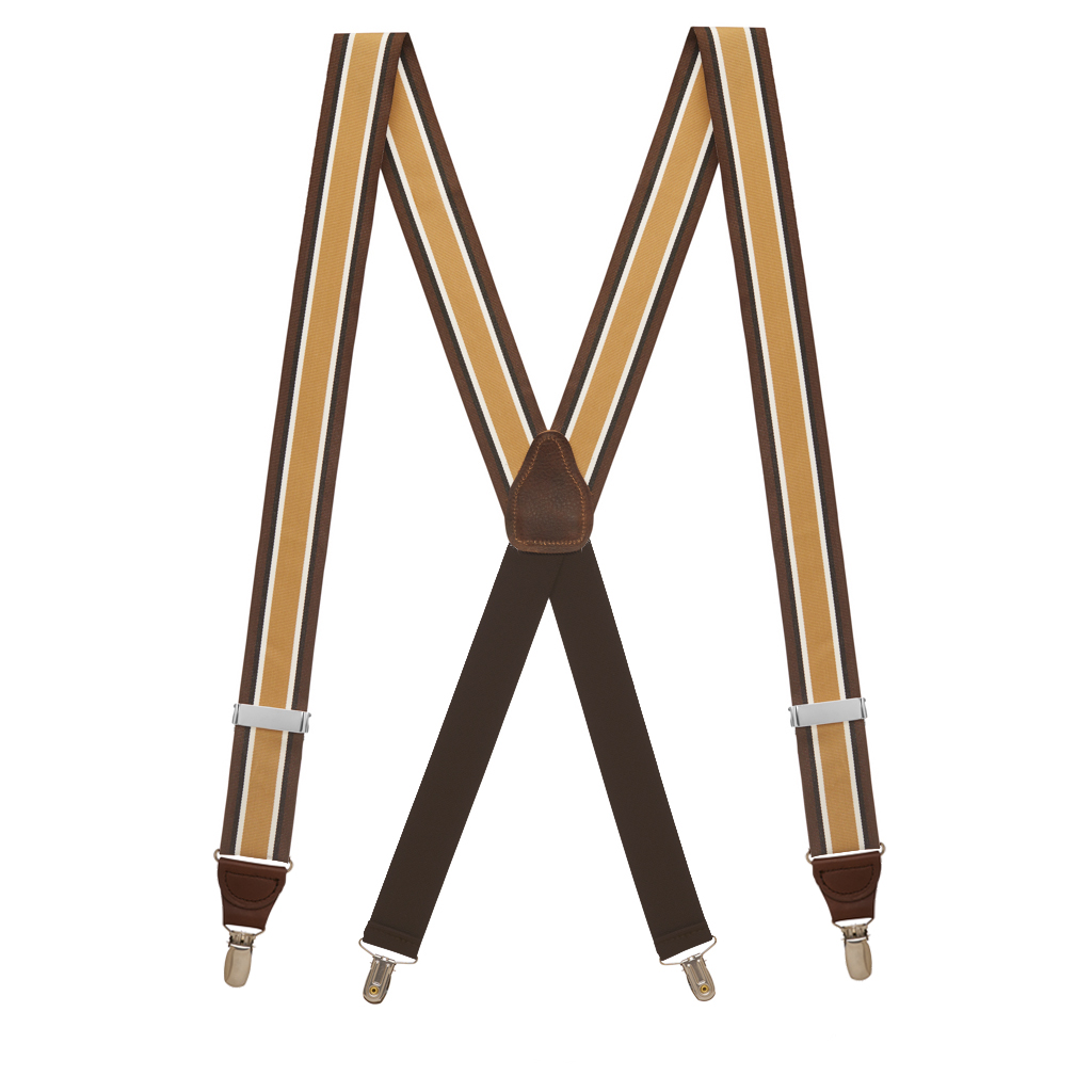 Grosgrain Clip Suspenders - Brown Stripe Full View
