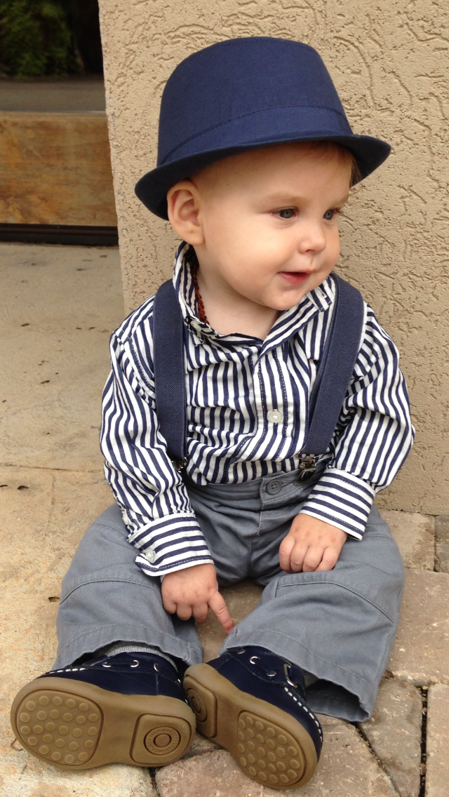 Model wearing suspenders