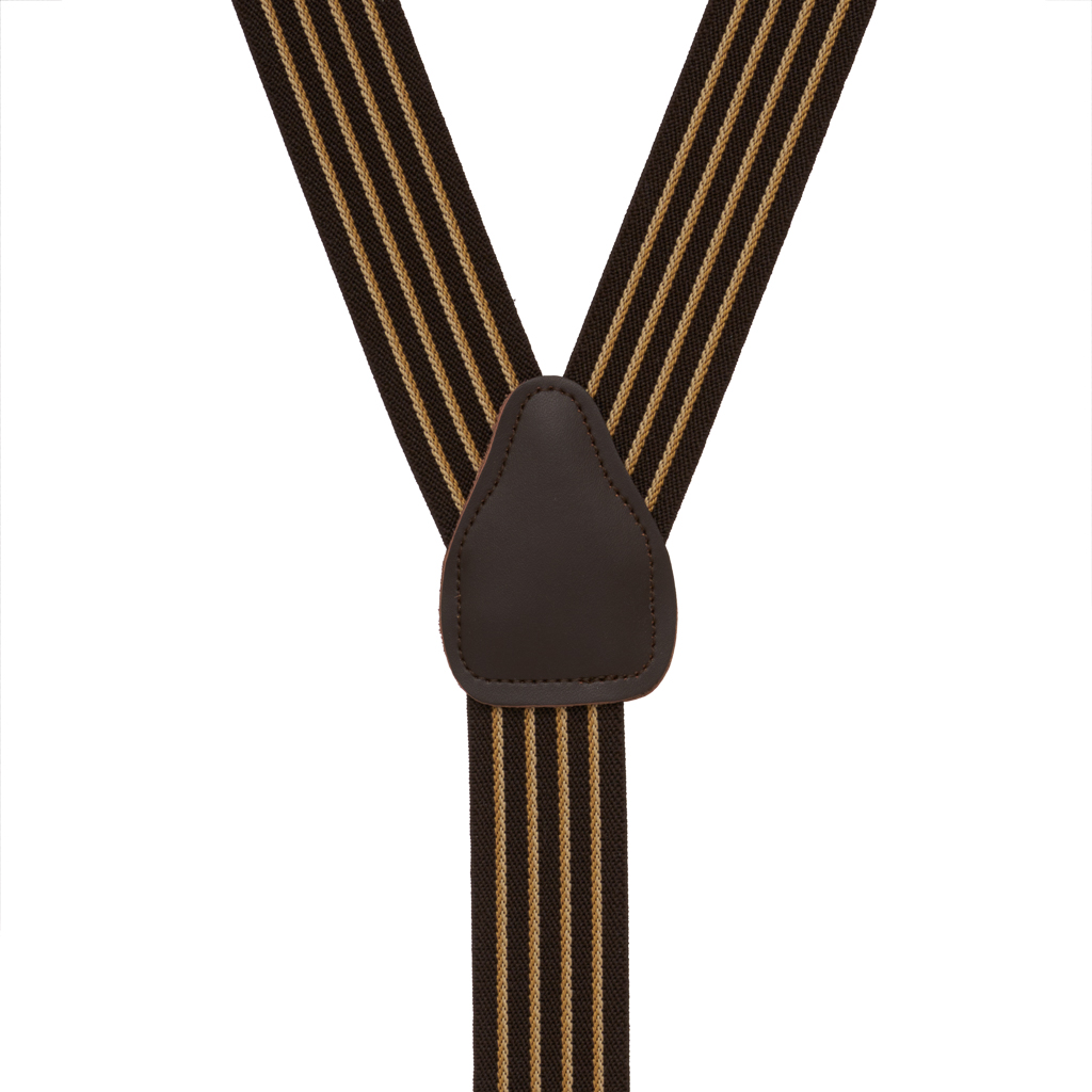Pinstripe Elastic Suspenders in Brown - Rear View