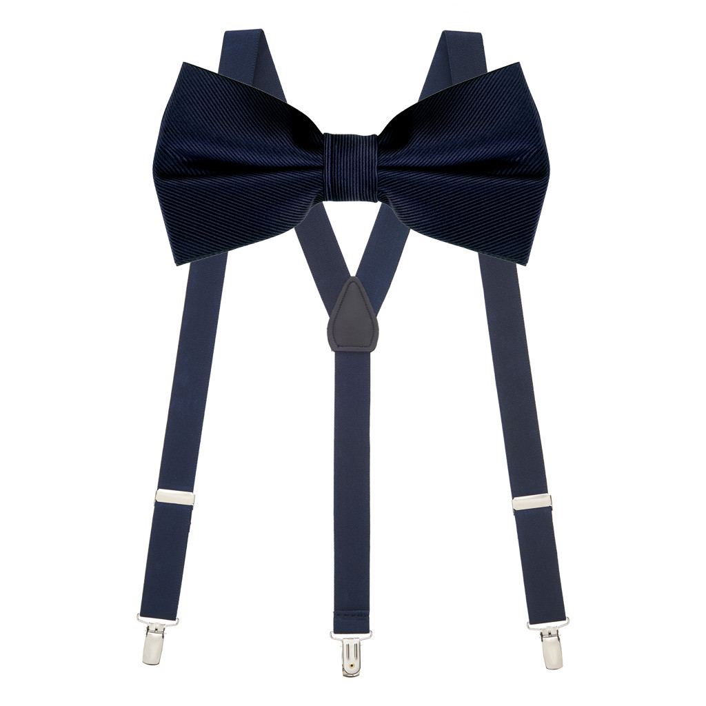 Navy Blue Suspenders / Blue Men's Suspenders / Blue Linen Bow Tie/ Blue  Linen Cufflinks / Blue Braces / Bow Tie and Suspenders 