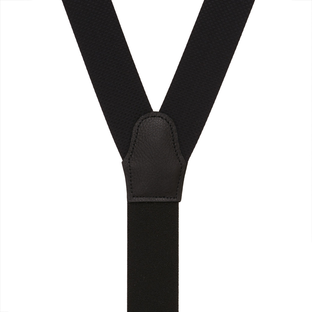 Jacquard Silk BLACK Pin Dot Suspenders - Runner End - Rear View