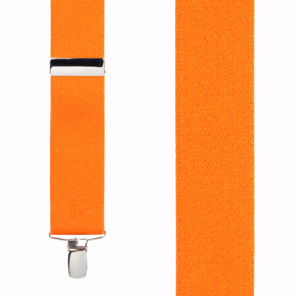 Front View - 1.5 Inch Wide Clip Suspenders - ORANGE