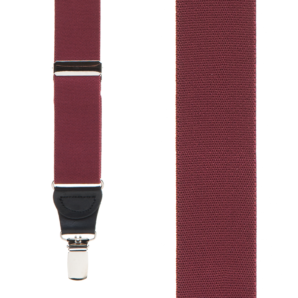Front View - 1.25 Inch Elastic Drop Clip Suspenders (Y-Back) - Burgundy