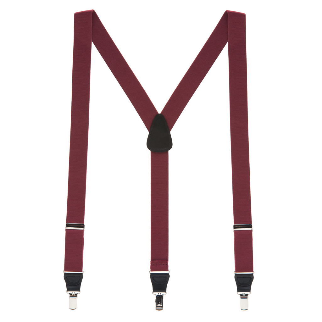 Full View - 1.25 Inch Elastic Drop Clip Suspenders (Y-Back) - Burgundy