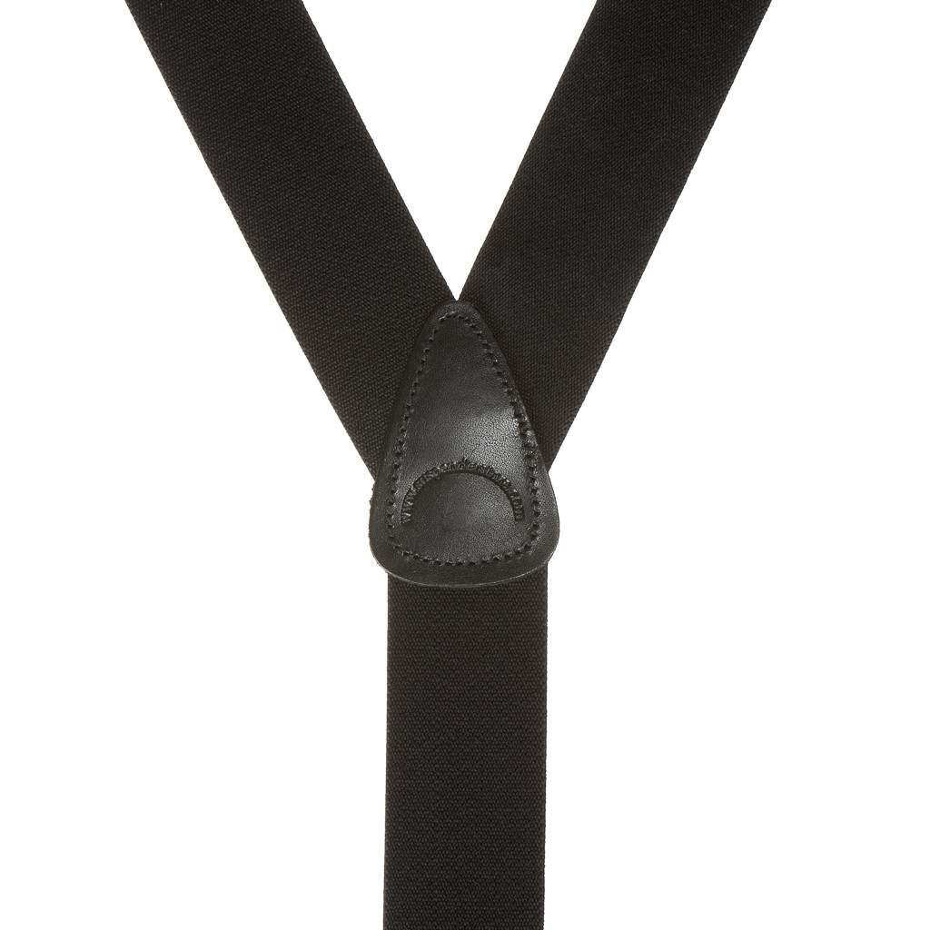 Rear View - 1.5 Inch Wide Button Suspenders - BLACK