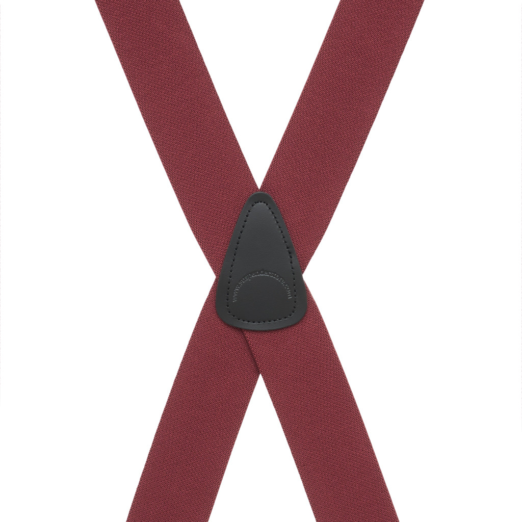 1.5 Inch Wide Pin Clip Suspenders in Burgundy - Rear View