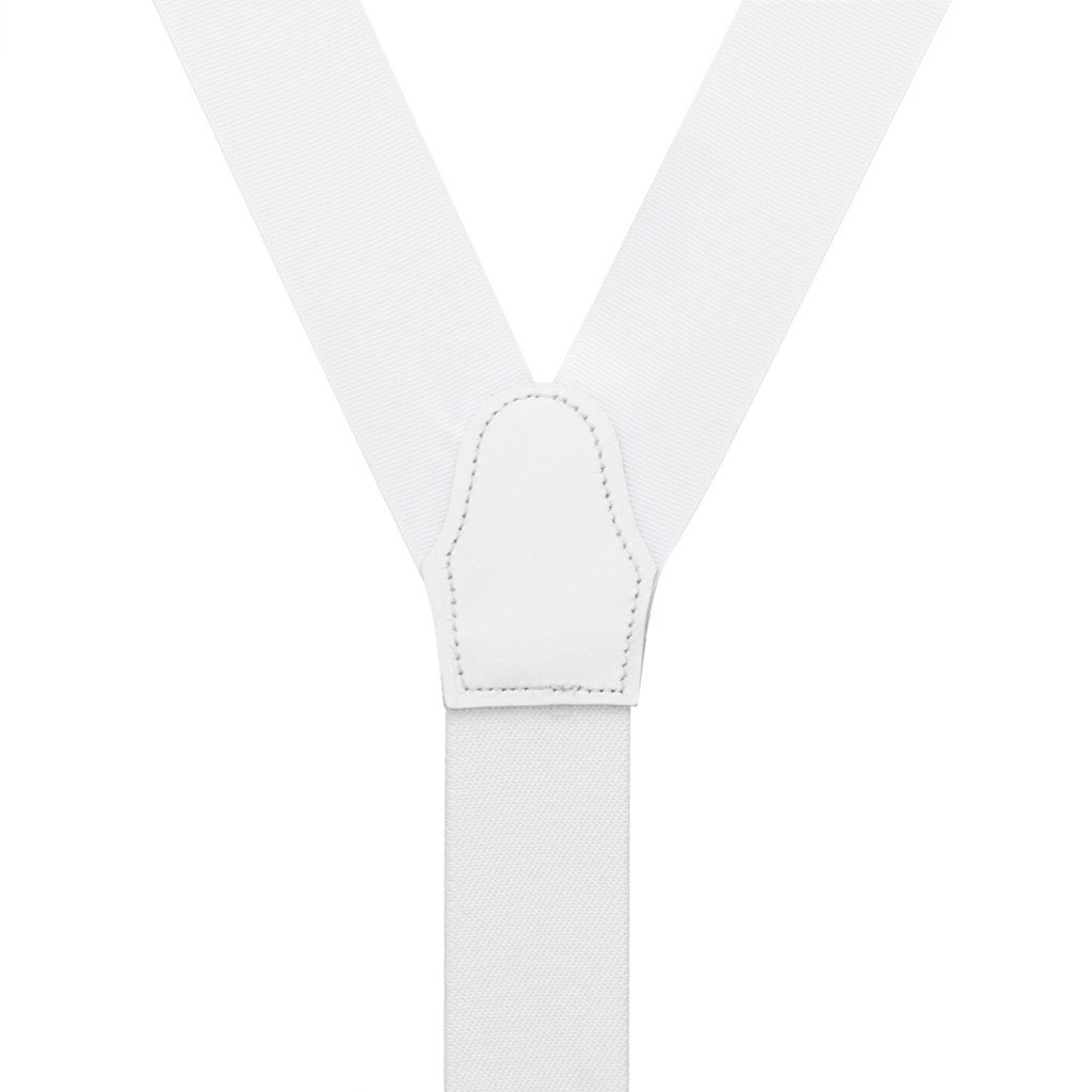 Grosgrain Button Suspenders - White Rear View