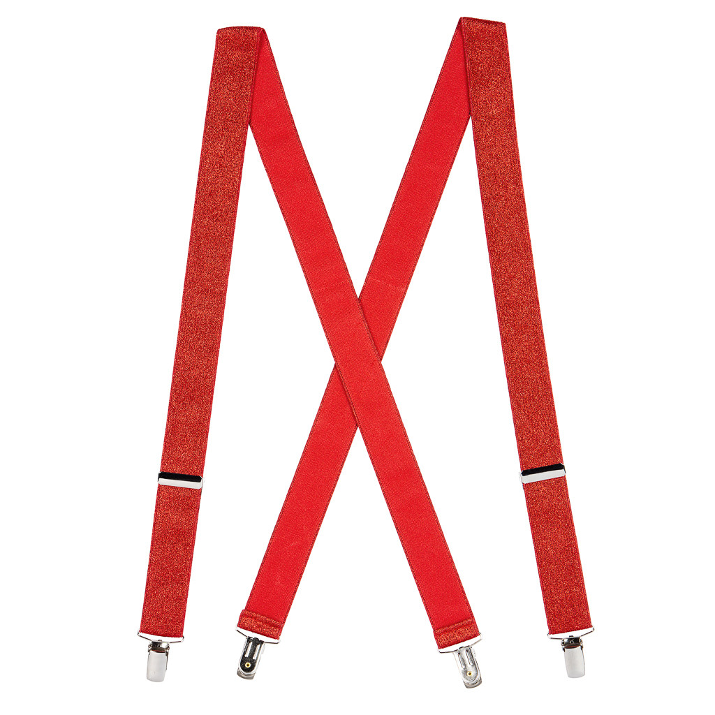 Red Glitter Suspenders - Full View