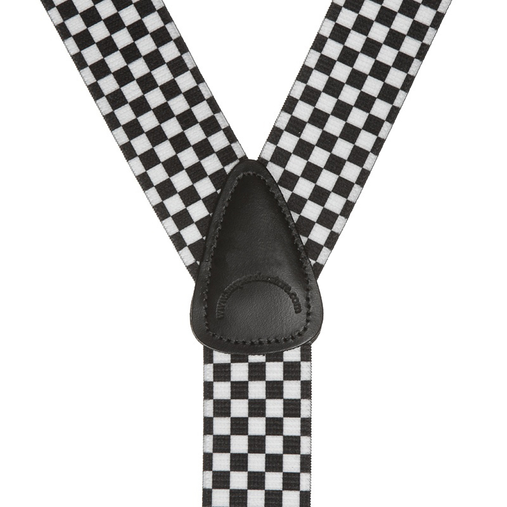 Black & White Checkered Suspenders - Rear View