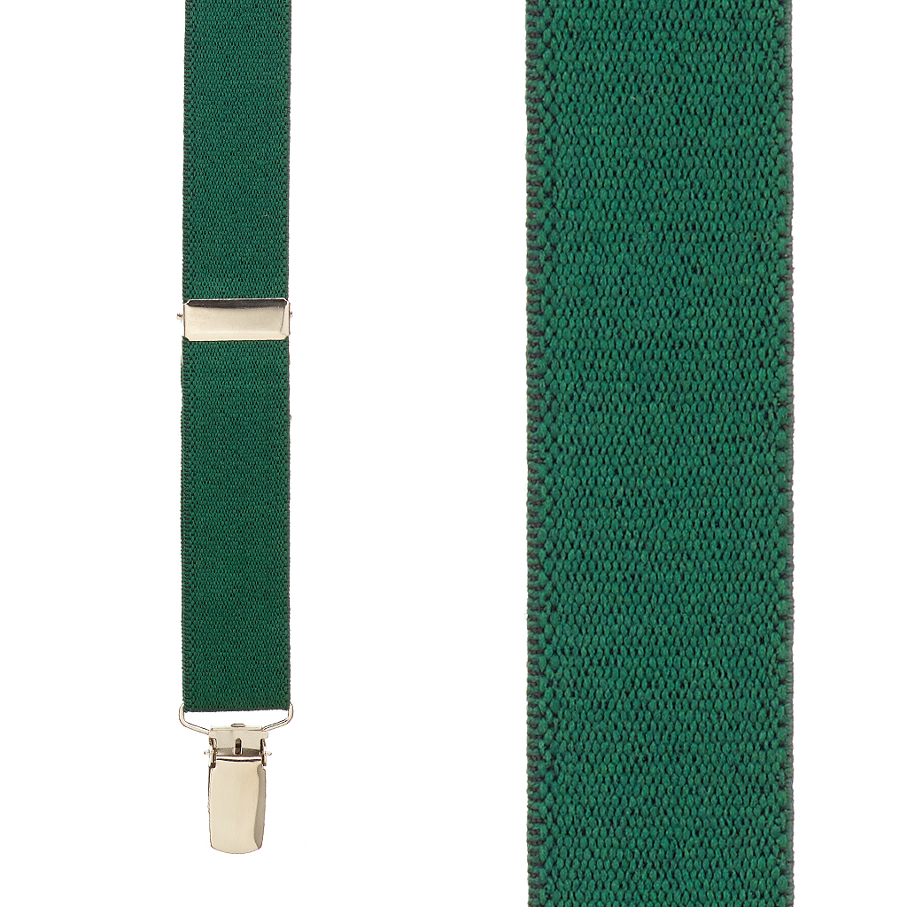 1 Inch Wide Clip X-Back Suspenders in Hunter Green - Front View
