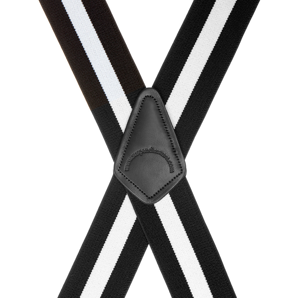 Classic Suspenders - Rear View - Black & White Stripe