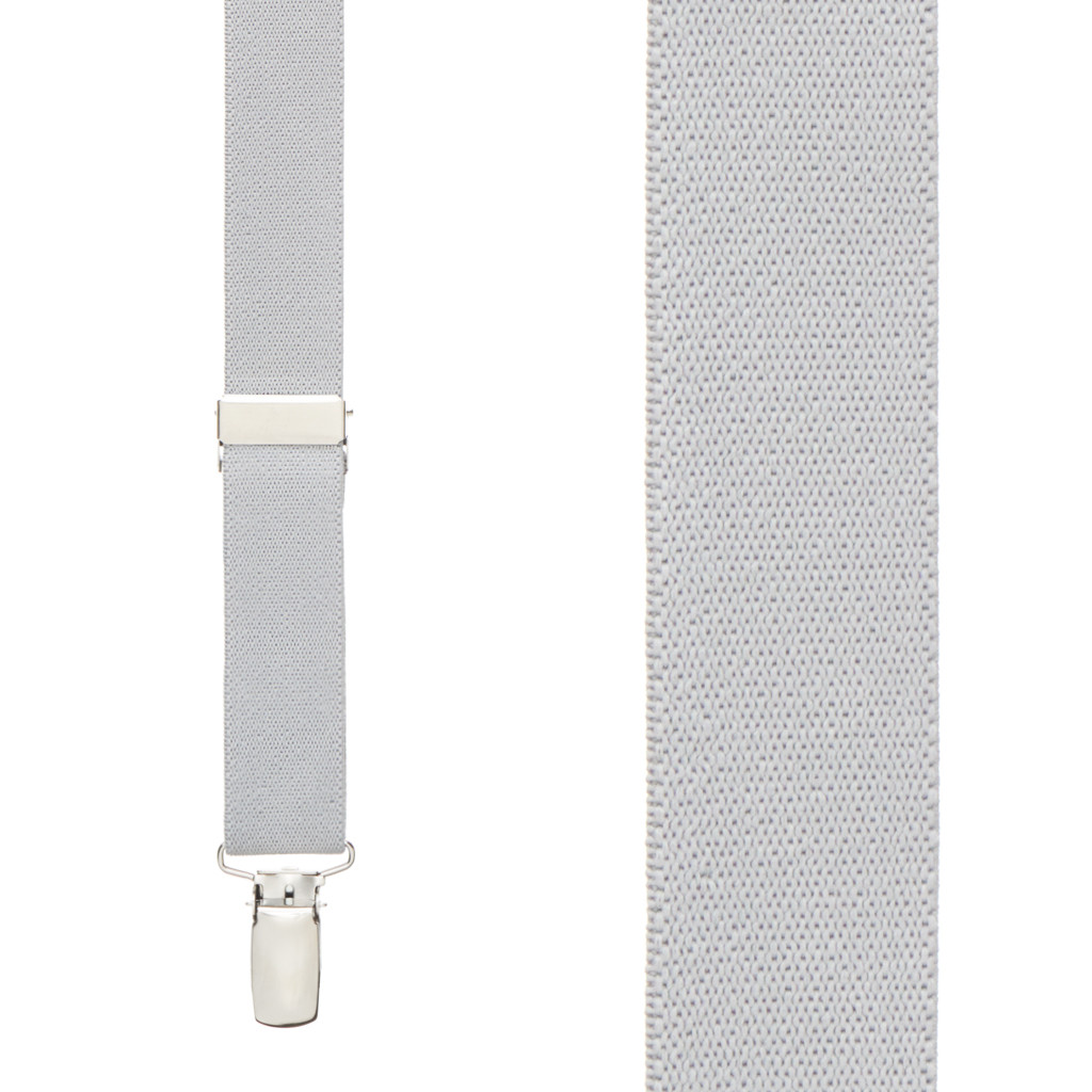 1 Inch Wide Clip Y-Back Suspenders in Light Grey - Front View