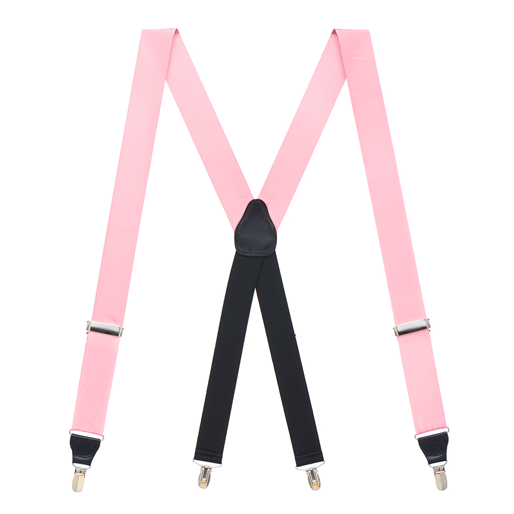 Grosgrain Clip Suspenders - Light Pink Full View