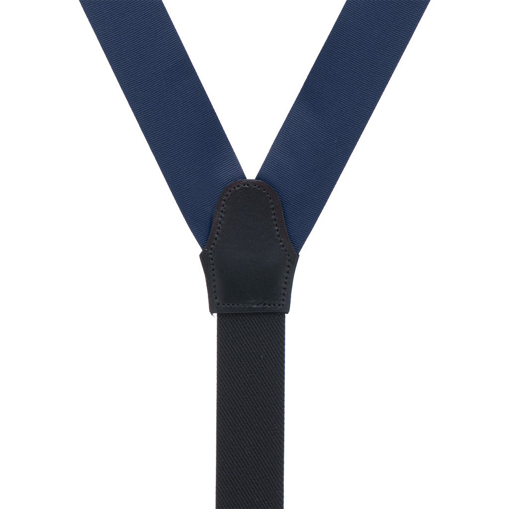 Grosgrain Button Suspenders - Dark Navy Rear View