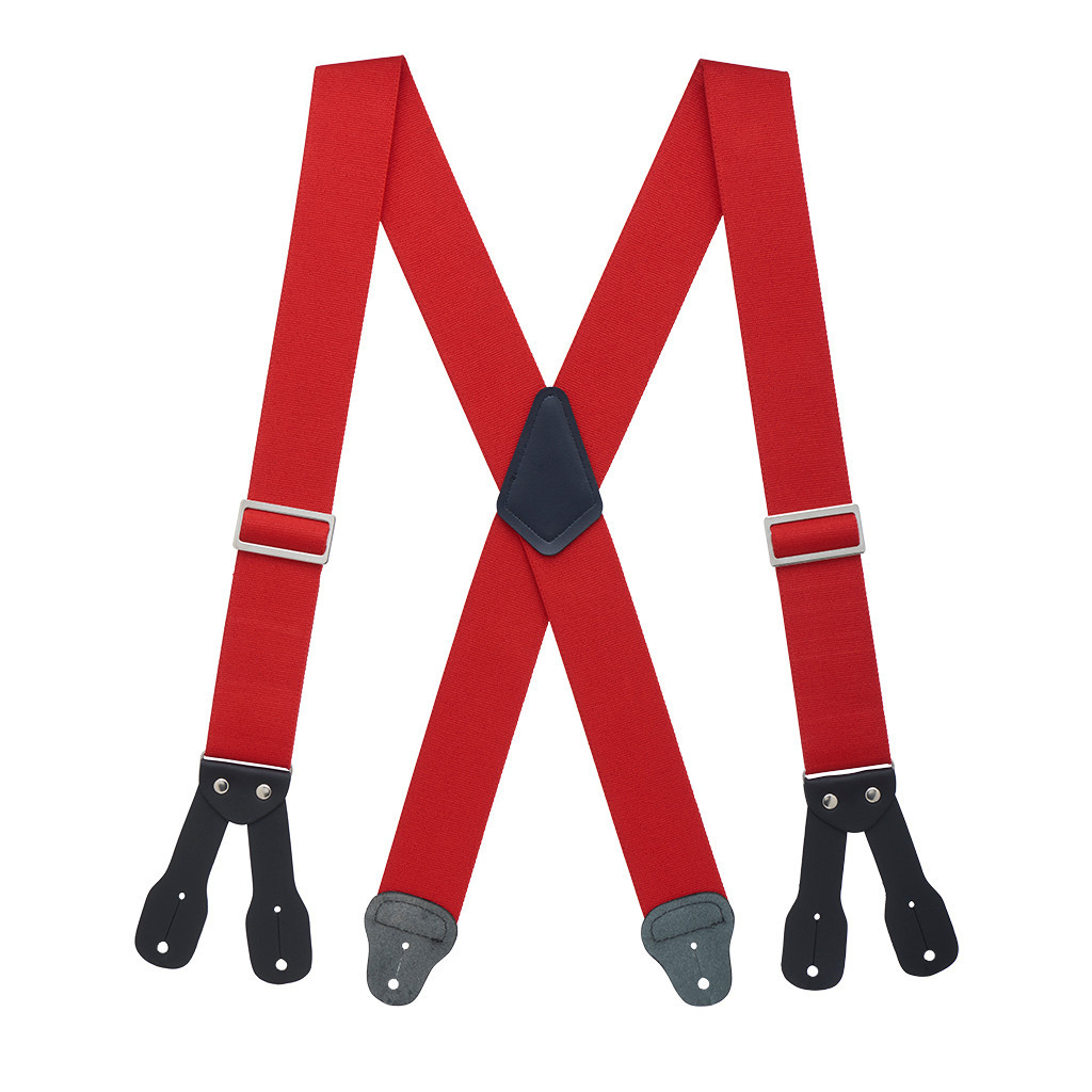 Logger Button Suspenders - 2 Inch Wide RED