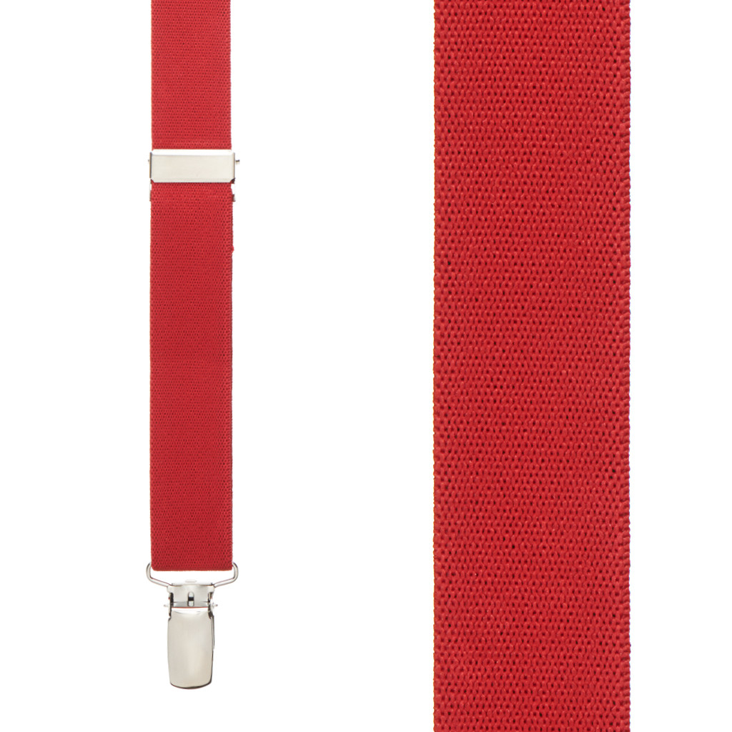 1 Inch Wide Clip Y-Back Suspenders in Red - Front View