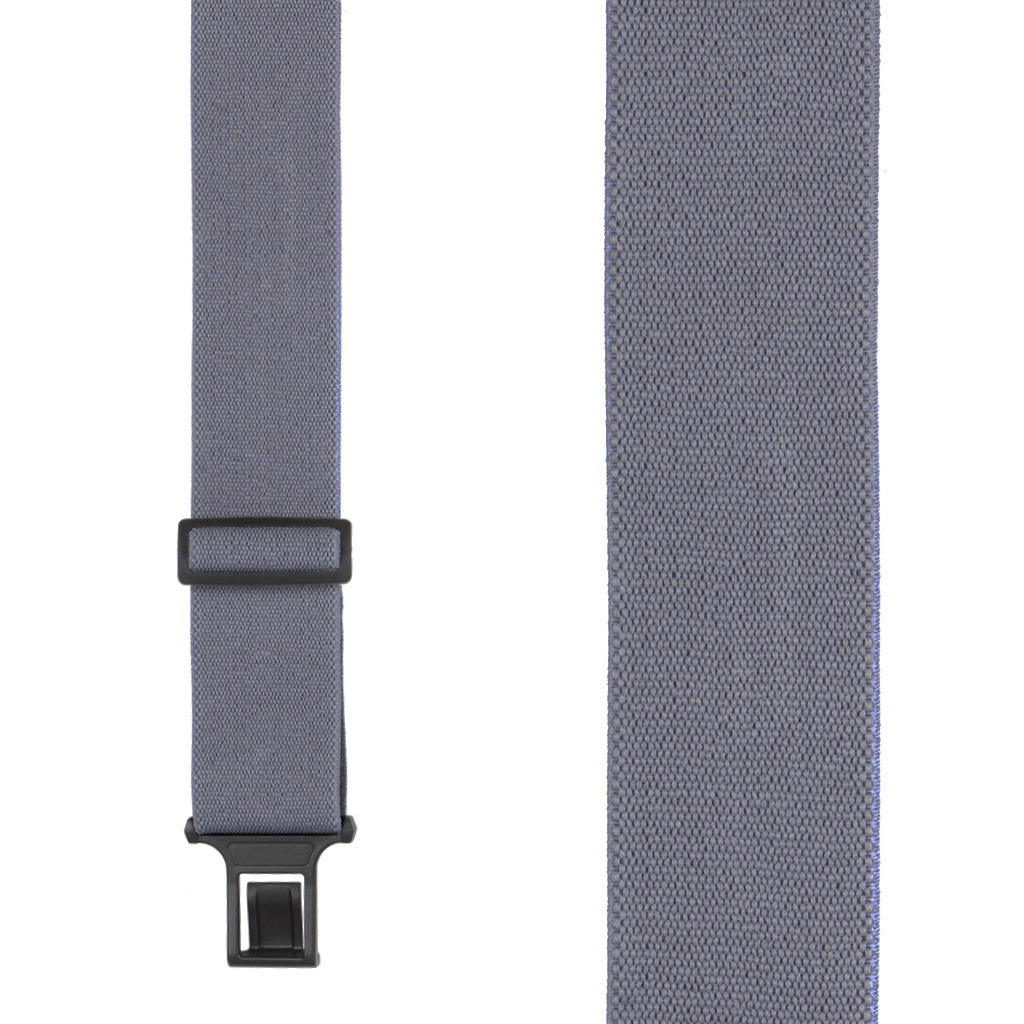 Front View - Grey Perry Suspenders - 1.5 Inch Wide Belt Clip