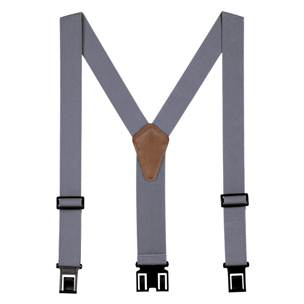 Grey Suspenders - 1.5 Inch Wide Belt Clip