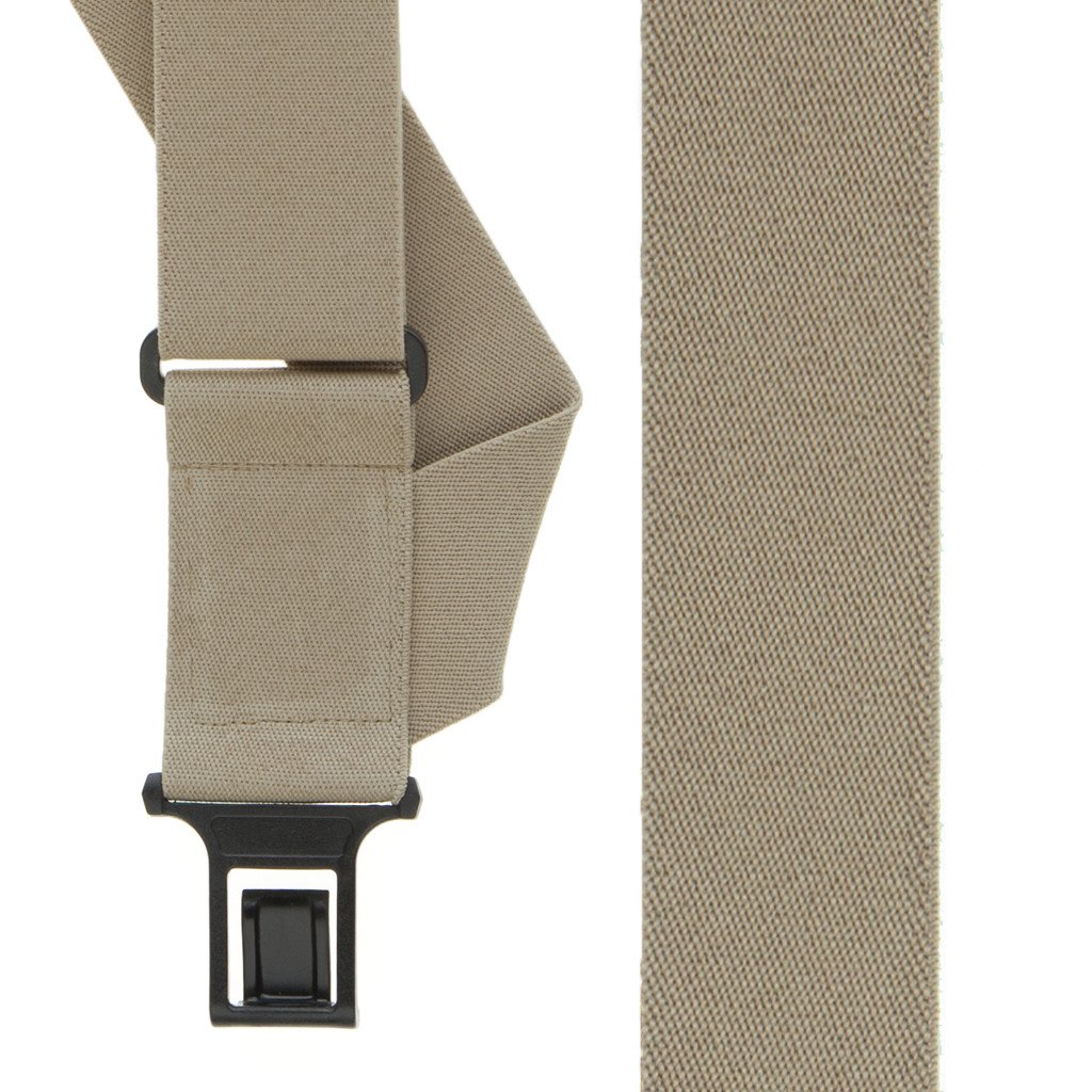 Tan Side Clip Suspenders - Belt Clip