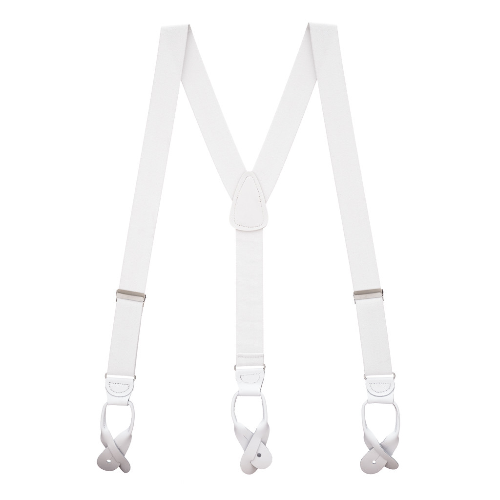 1.25-Inch Wide Suspenders in White - Full View