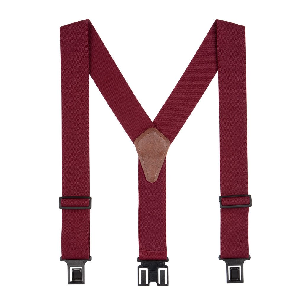 Burgundy Suspenders - 2 Inch Wide Belt Clip