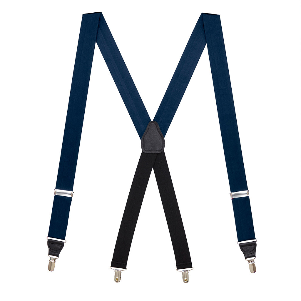 NAVY Bangkok Silk Suspenders - Clip - Full View