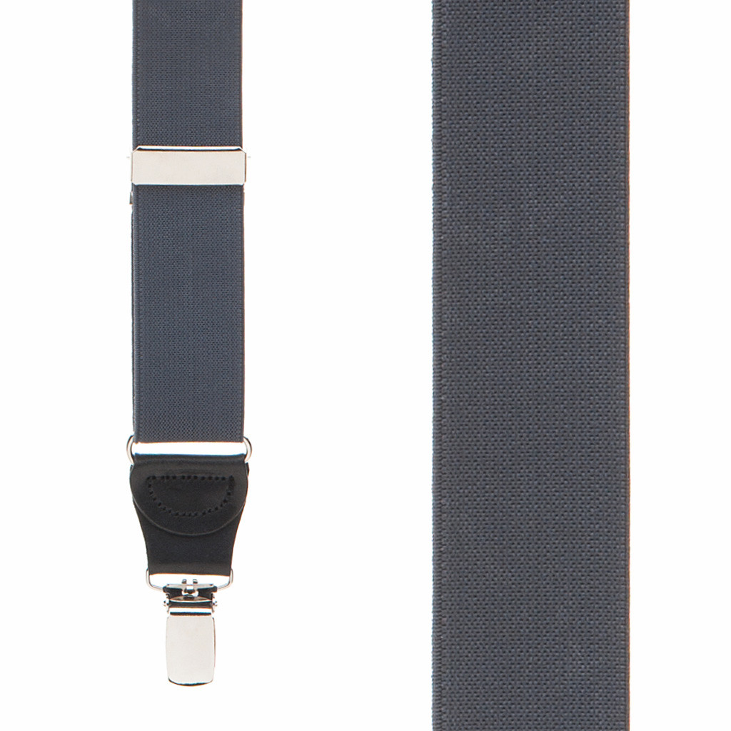 1.25 Inch Wide Y-Back Clip Suspenders in Dark Grey - Front View