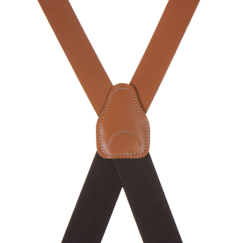 All Leather Suspenders in Tan - Rear View