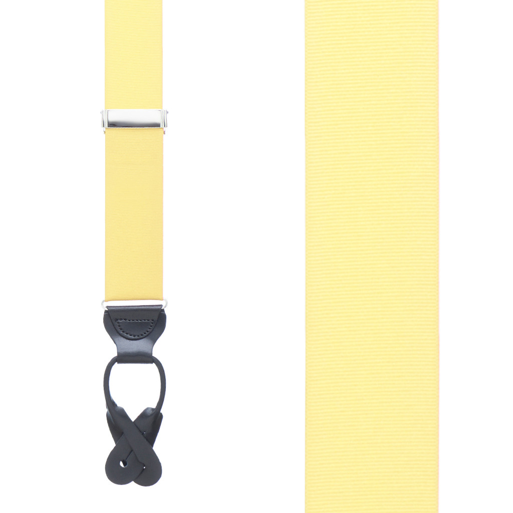 Grosgrain Button Suspenders - Light Yellow Front View