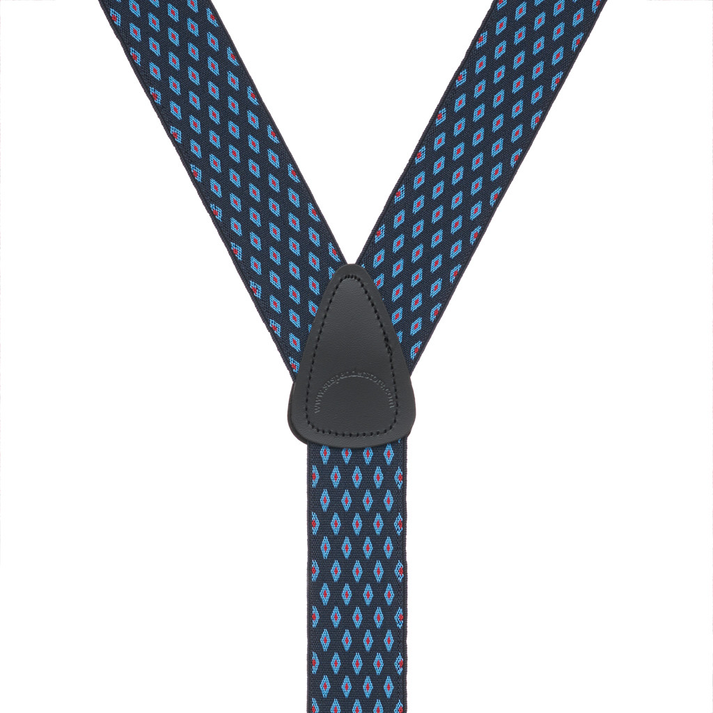 Jacquard Diamond Burst Suspenders - Button - Rear View