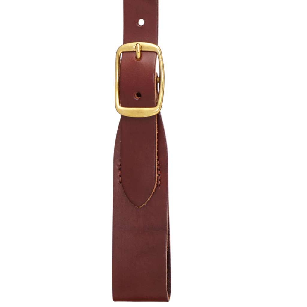 Plain w/Crease Handcrafted Western Leather Belt Loop Suspenders - BROWN - Loop View