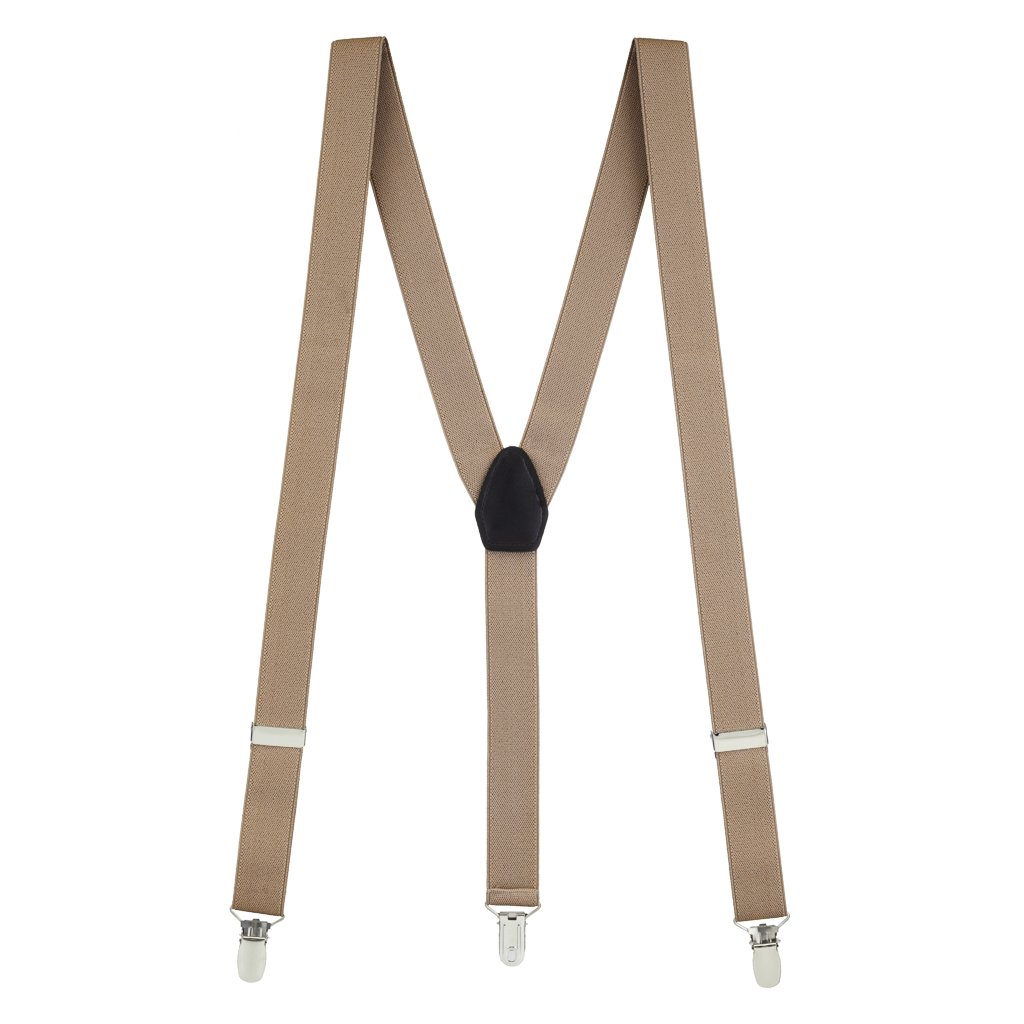 1 Inch Wide Y-Back Clip Suspenders in Taupe - Full View