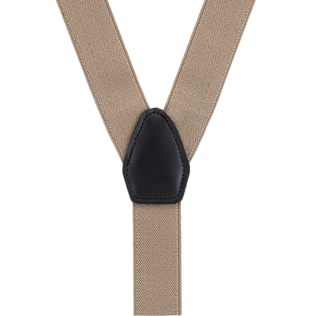 1 Inch Wide Y-Back Clip Suspenders in Taupe - Rear View
