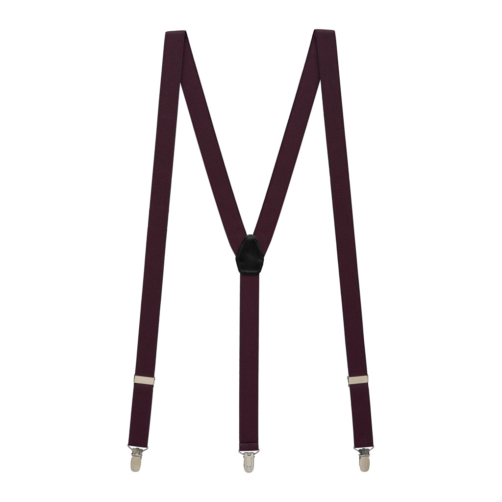 1-Inch Clip Suspenders in Eggplant - Full View