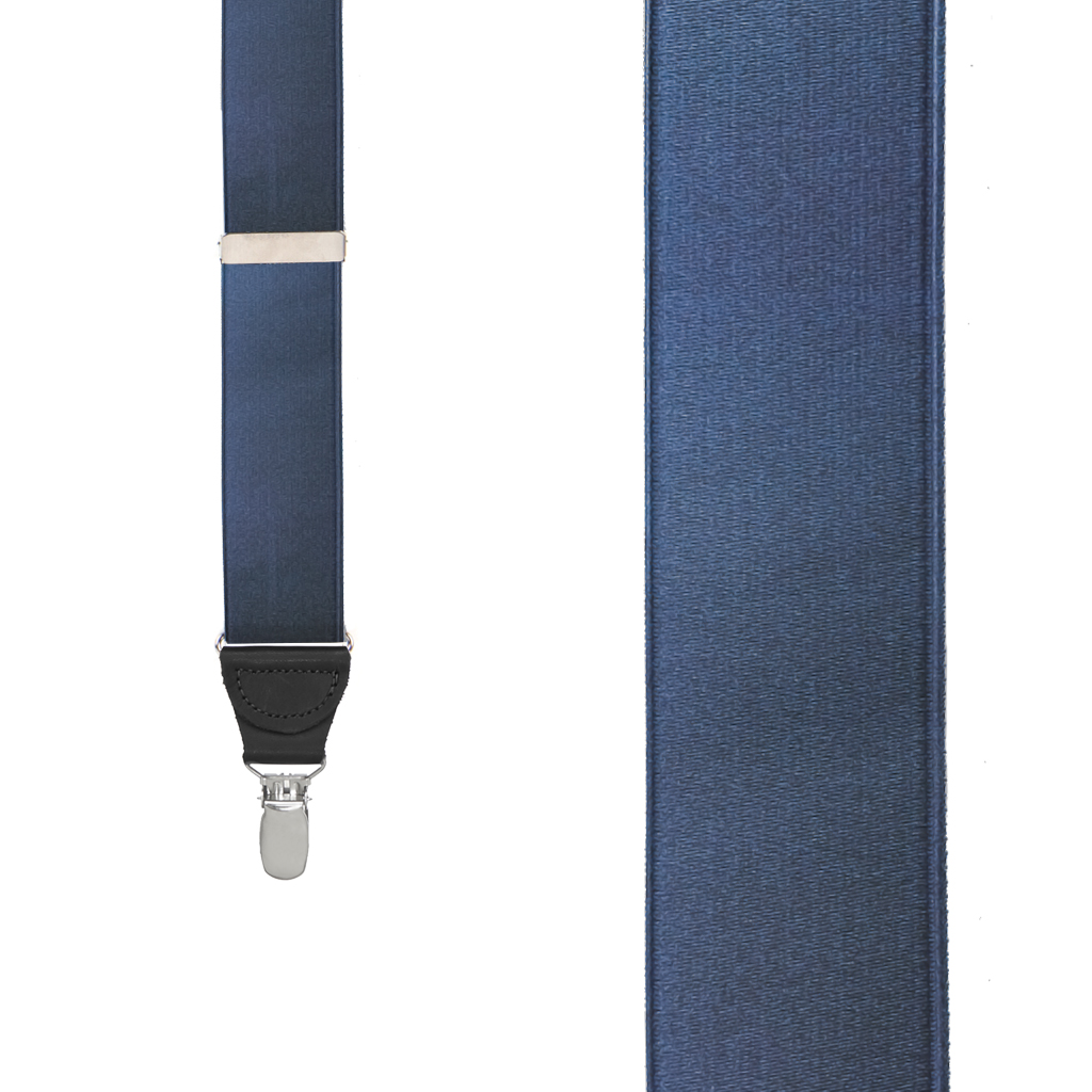 French Satin Clip Suspenders in Navy - Front View