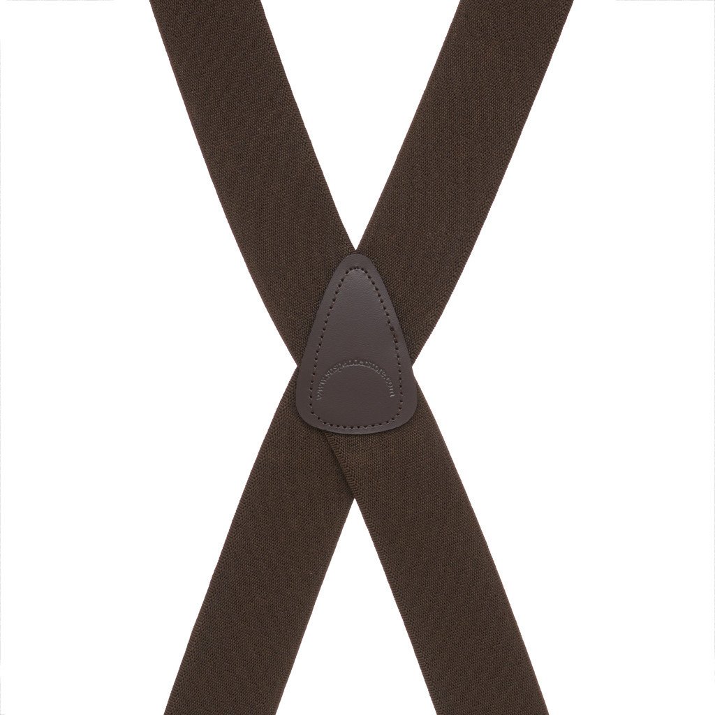 Rear View - 1.5 Inch Wide Construction Clip Suspenders - BROWN