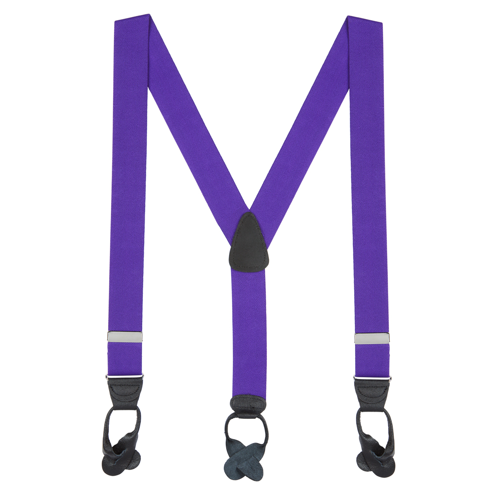 1.5 Inch Wide Button Suspenders in Purple - Full View