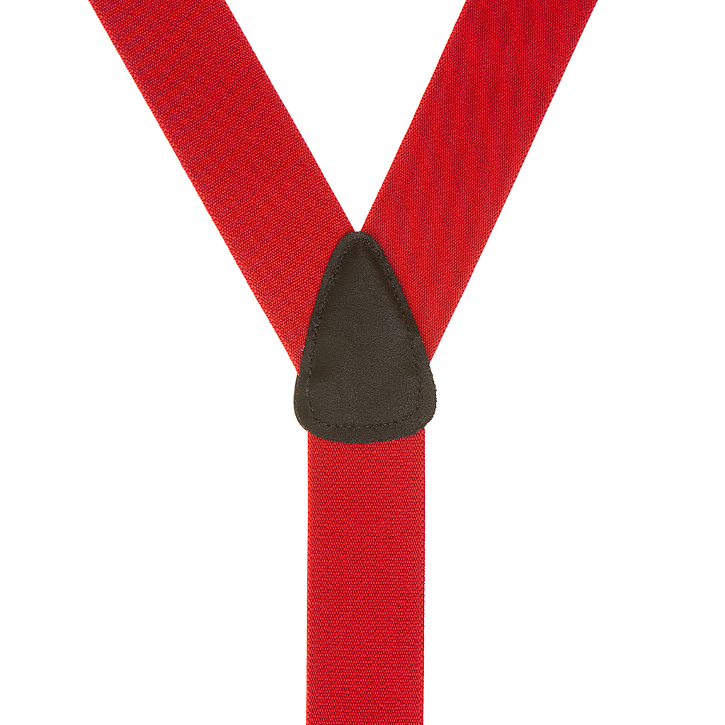 Rear View - 1.5 Inch Wide Button Suspenders - RED