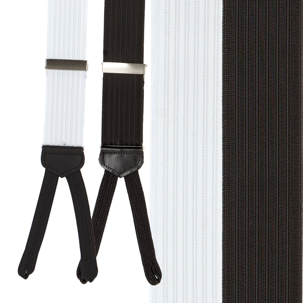 Formal Ribbed Dress Suspenders - Runner End - Both Colors
