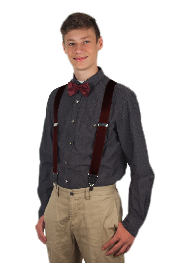 Model wearing suspenders