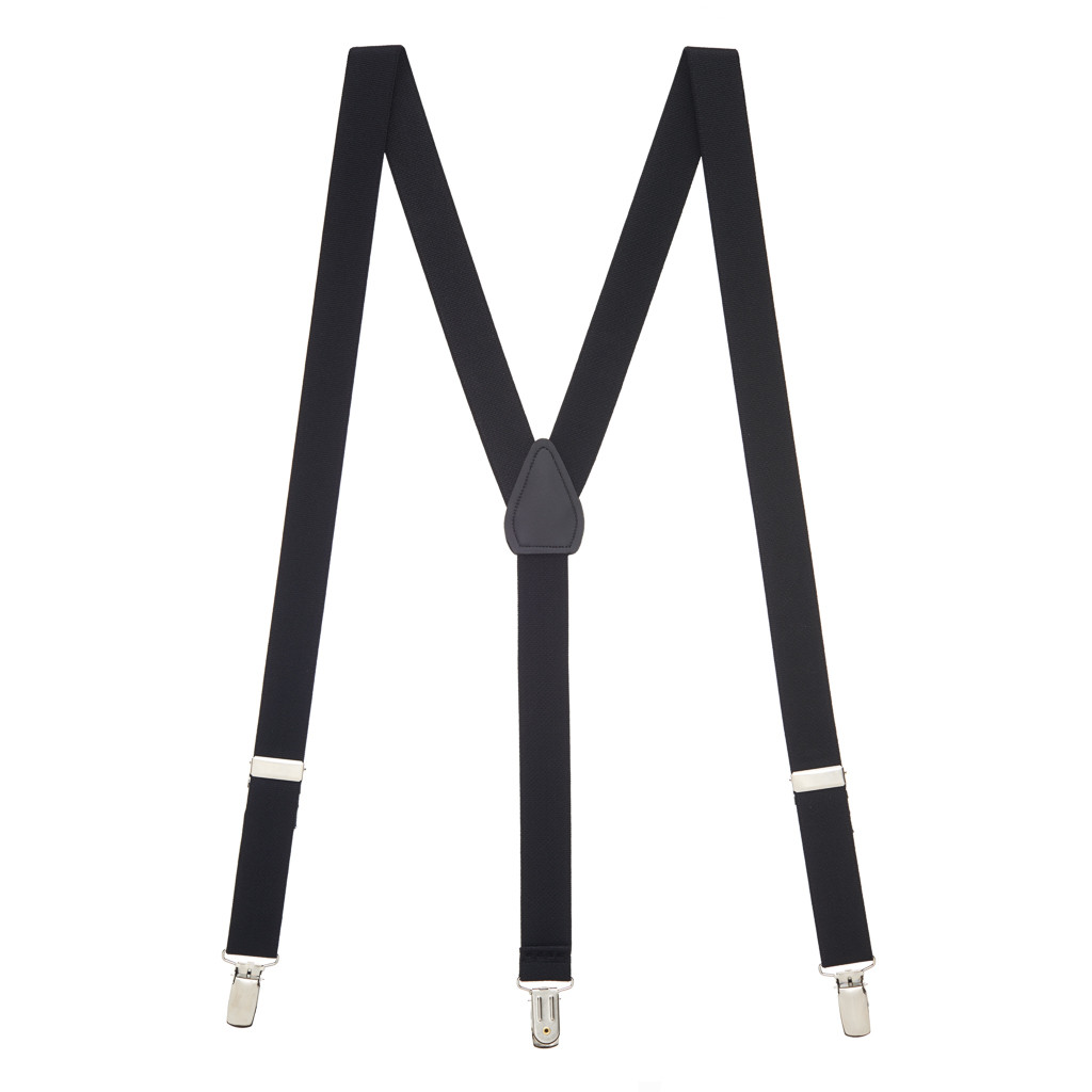 1 Inch Wide (Y-Back) Clip Suspenders - BLACK