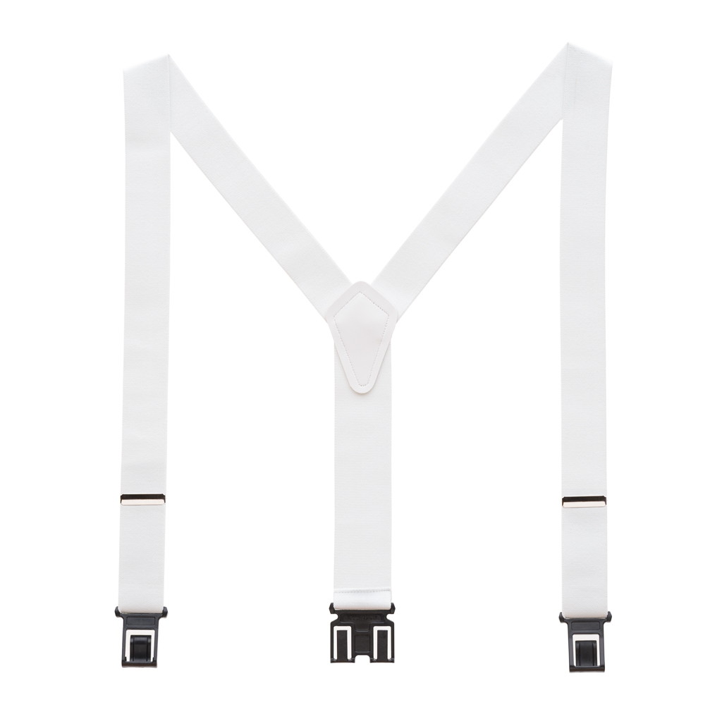 Perry Suspenders - Full View - White 1.5-Inch Wide