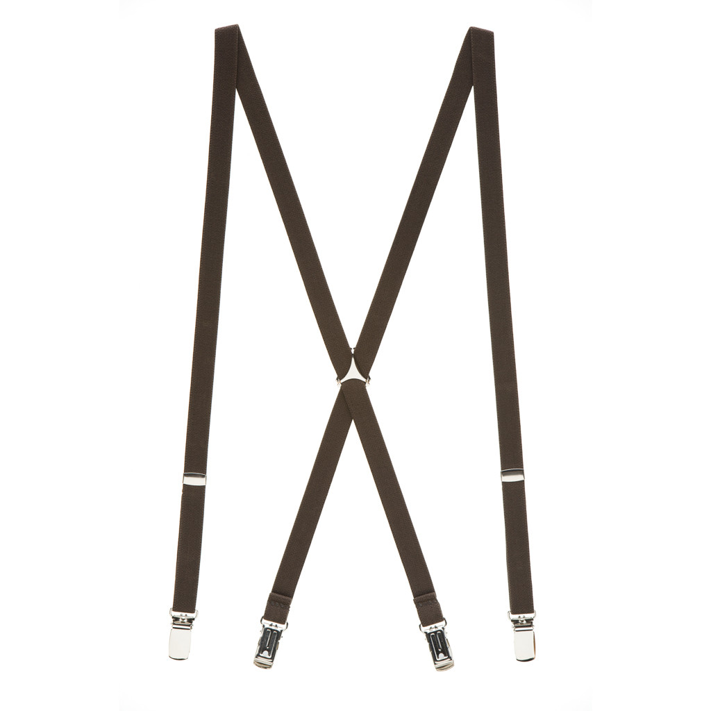 1/2 Inch Wide Skinny Suspenders - BROWN