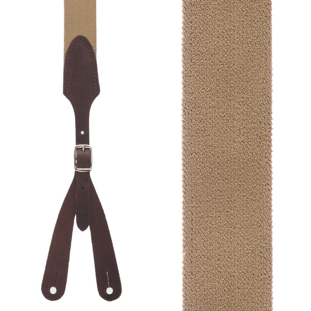 Button Rugged Comfort Suspenders in DESERT - Front View