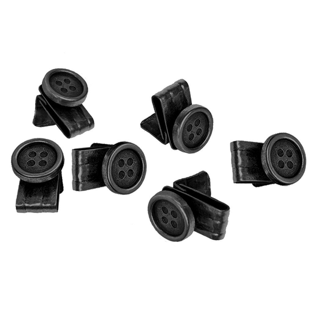 Set of Six (6) Movable No-Sew EZ-Buttons in Black
