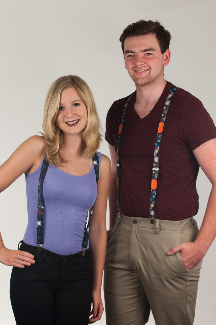 Models wearing suspenders