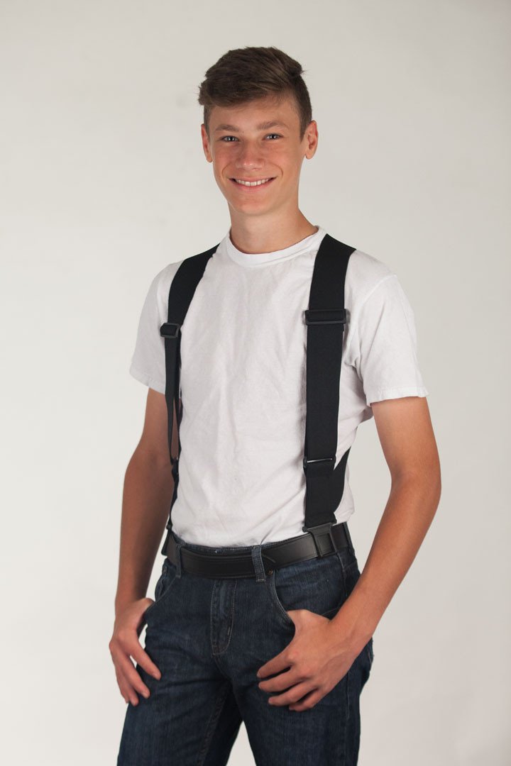 Black Side Clip Suspenders - Belt Clip