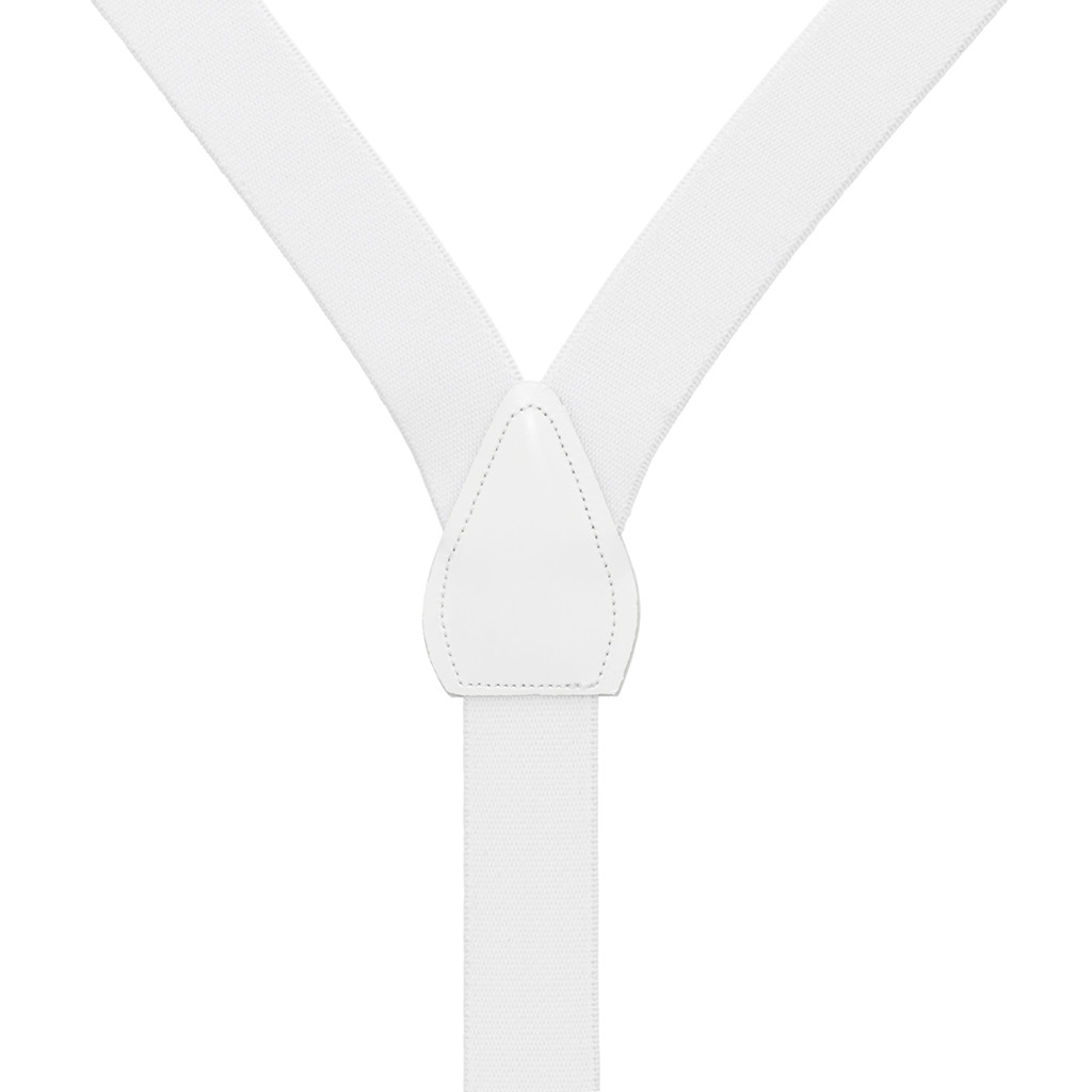 1-Inch Wide Button Suspenders in White - Rear View