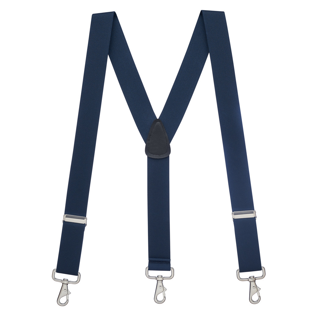 Full View - 1.5 Inch Wide Trigger Snap Suspenders - NAVY